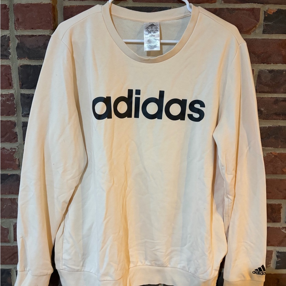 adidas Cream Off-White Ribbed Crewneck Sweatshirt